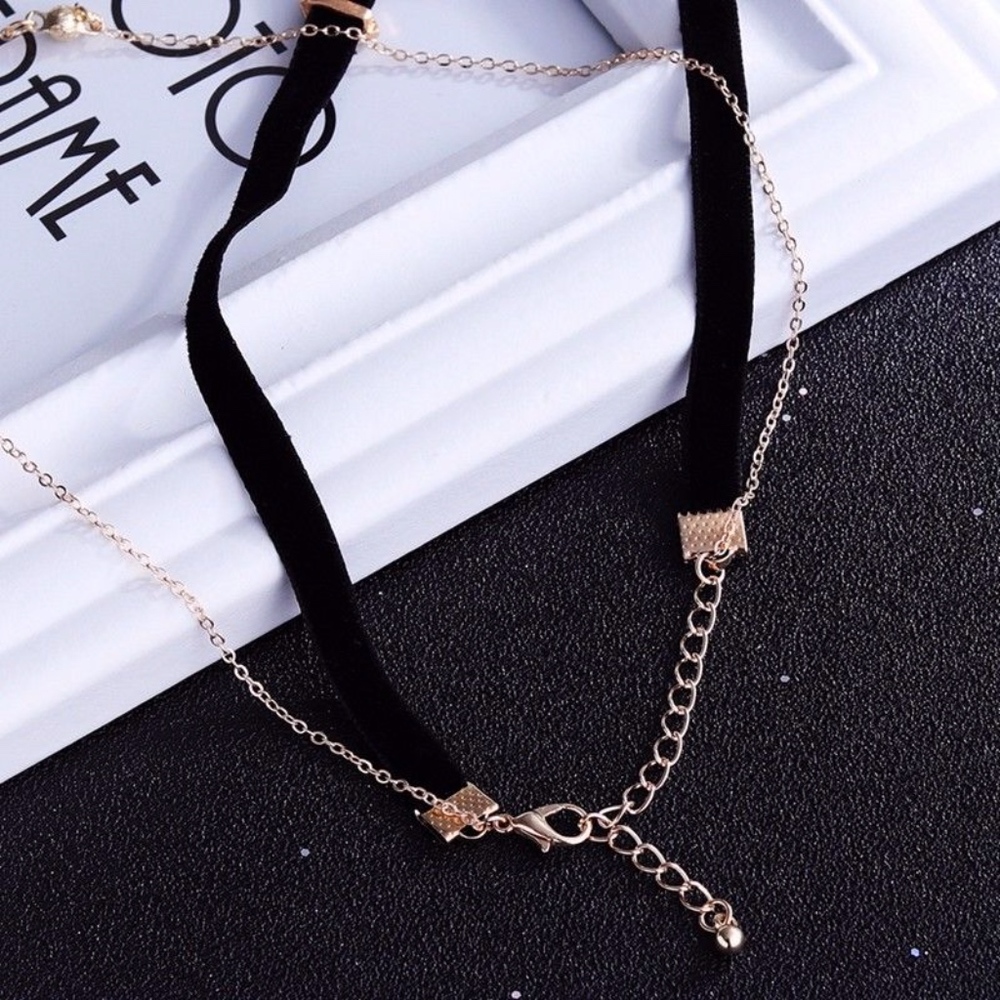 Triple Layer Rhinestone Velvet Choker Necklace - Picture 6 of 6